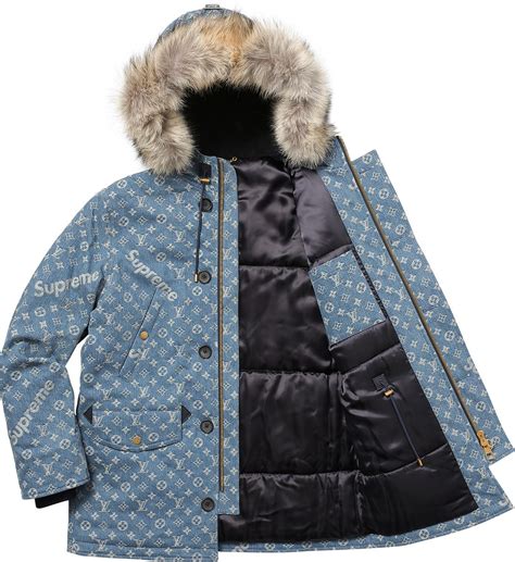 louis vuitton supreme blue shirt|Louis Vuitton supreme winter jacket.